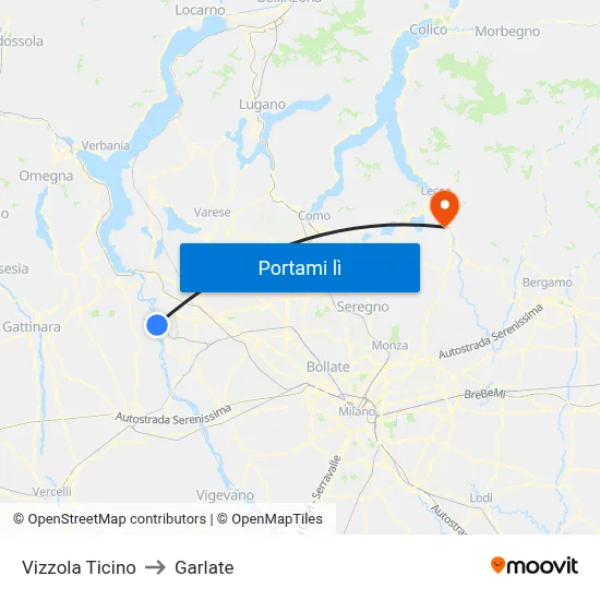Vizzola Ticino to Garlate map