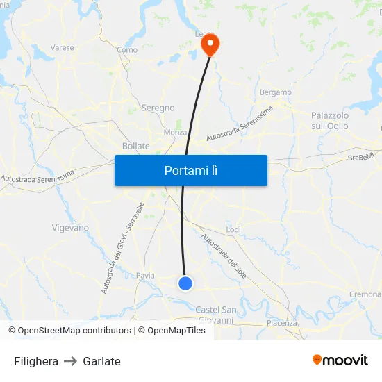 Filighera to Garlate map