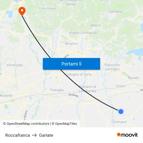 Roccafranca to Garlate map