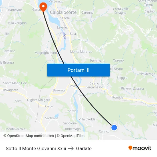Sotto Il Monte Giovanni Xxiii to Garlate map