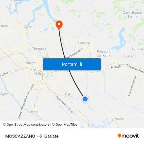 MOSCAZZANO to Garlate map