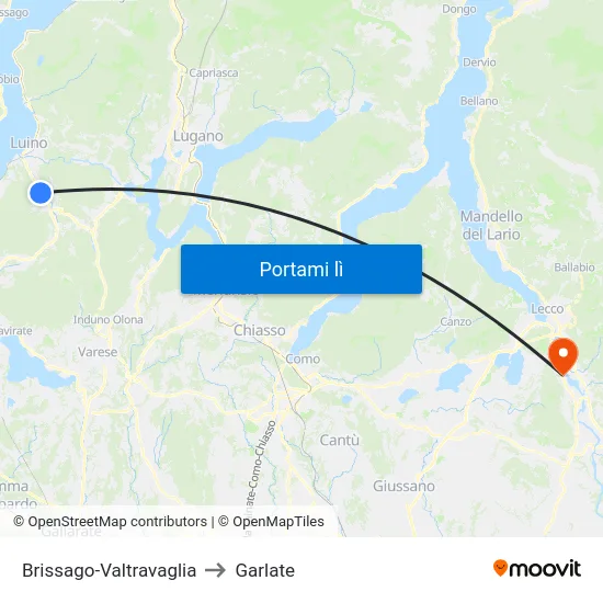 Brissago-Valtravaglia to Garlate map