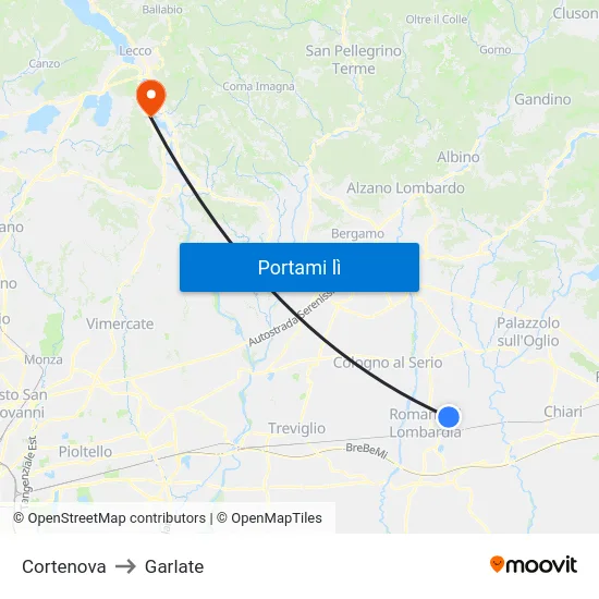 Cortenova to Garlate map