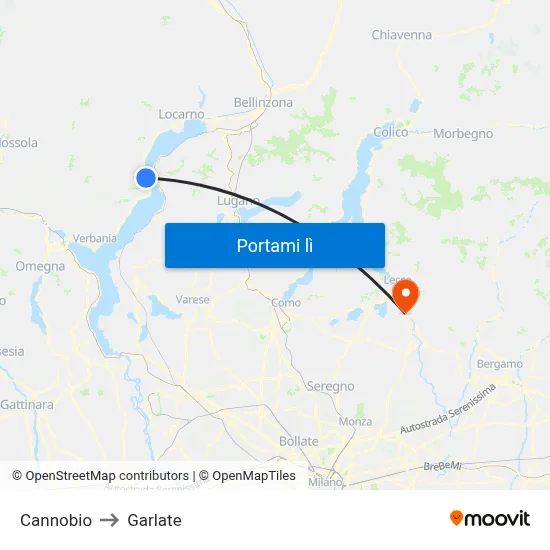 Cannobio to Garlate map