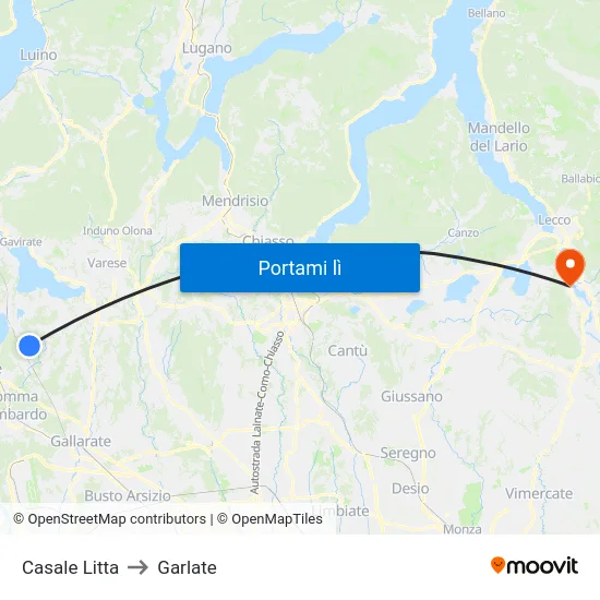 Casale Litta to Garlate map