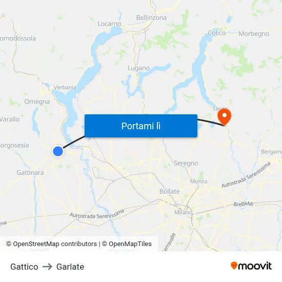 Gattico to Garlate map