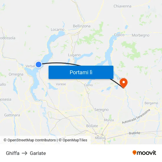 Ghiffa to Garlate map