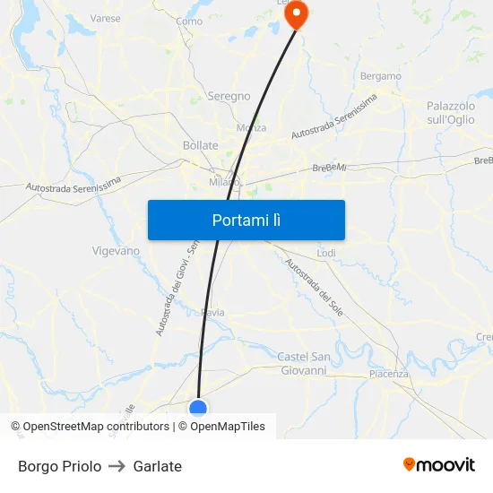 Borgo Priolo to Garlate map
