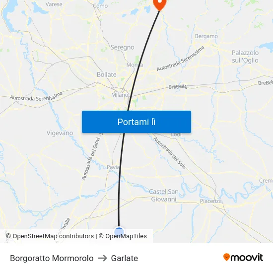 Borgoratto Mormorolo to Garlate map