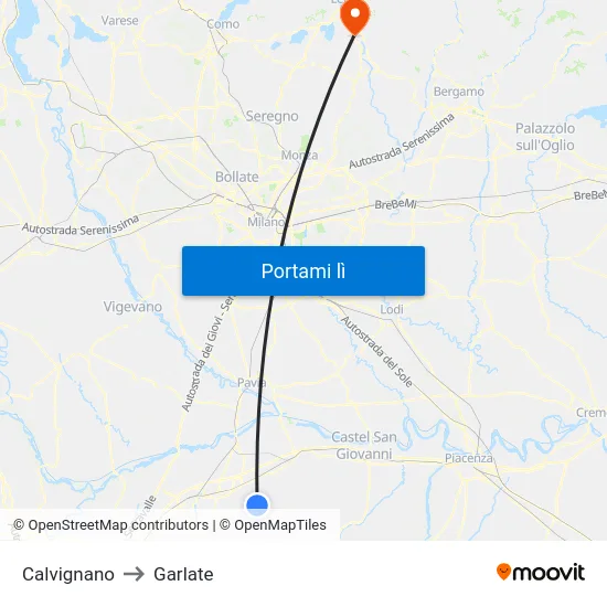 Calvignano to Garlate map