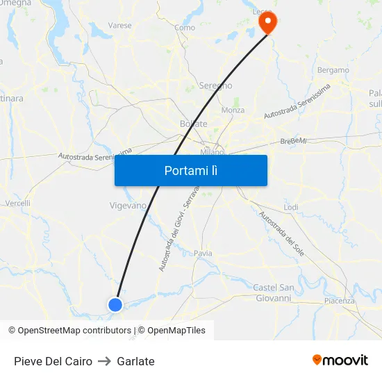 Pieve Del Cairo to Garlate map