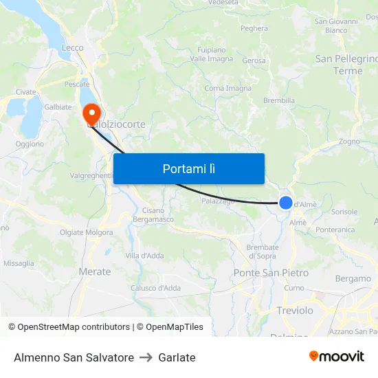 Almenno San Salvatore to Garlate map