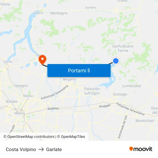 Costa Volpino to Garlate map