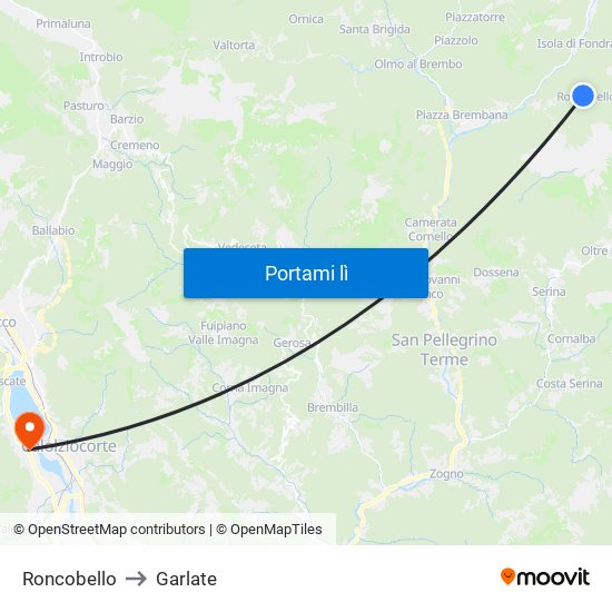 Roncobello to Garlate map