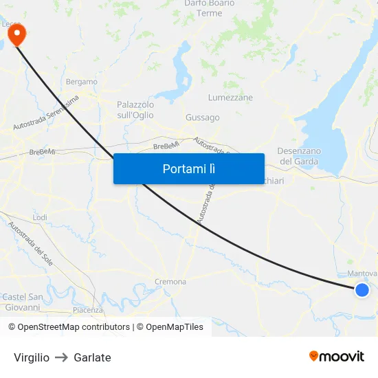 Virgilio to Garlate map