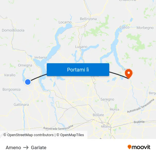 Ameno to Garlate map