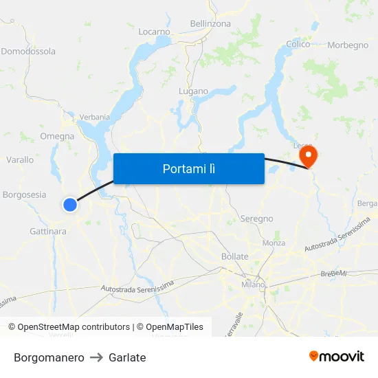 Borgomanero to Garlate map