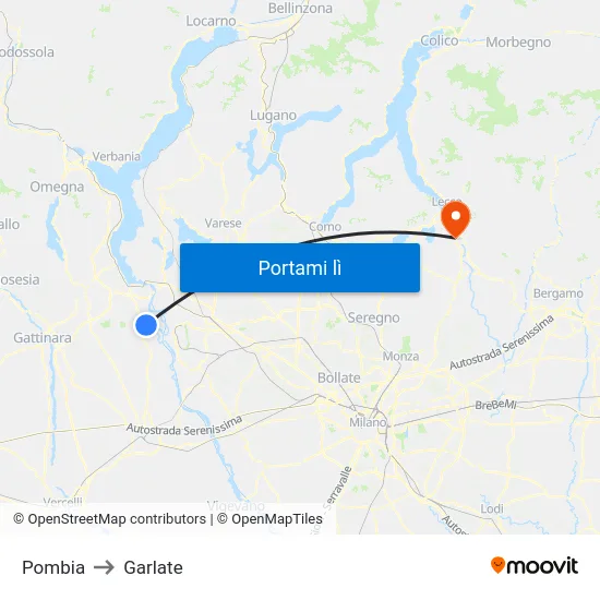 Pombia to Garlate map