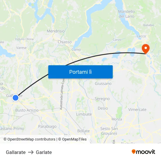 Gallarate to Garlate map