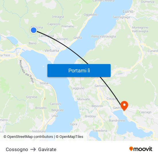 Cossogno to Gavirate map