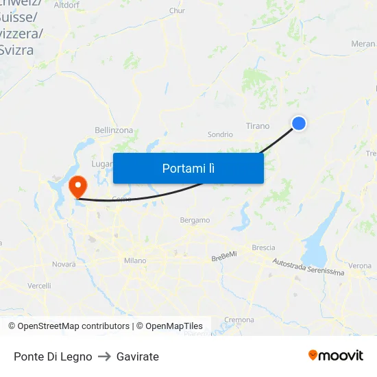 Ponte Di Legno to Gavirate map
