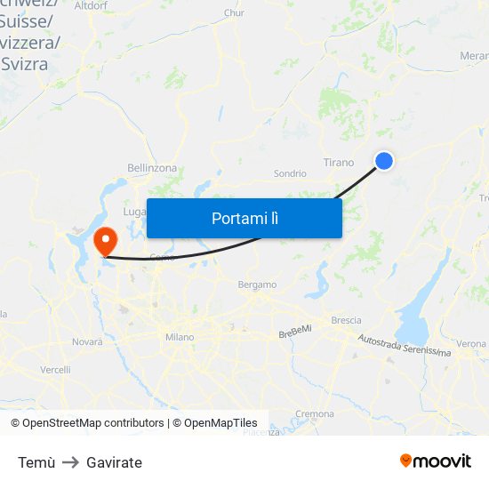 Temù to Gavirate map