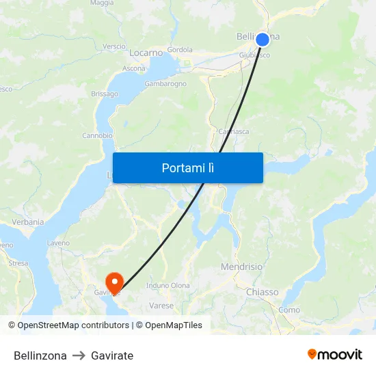 Bellinzona to Gavirate map