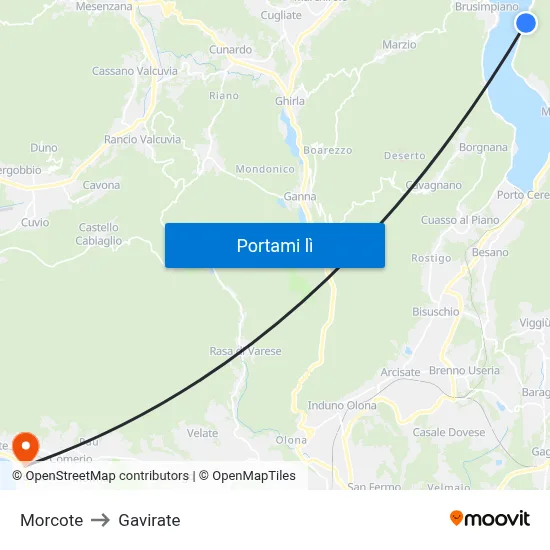 Morcote to Gavirate map