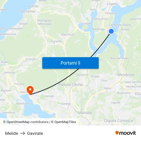 Melide to Gavirate map