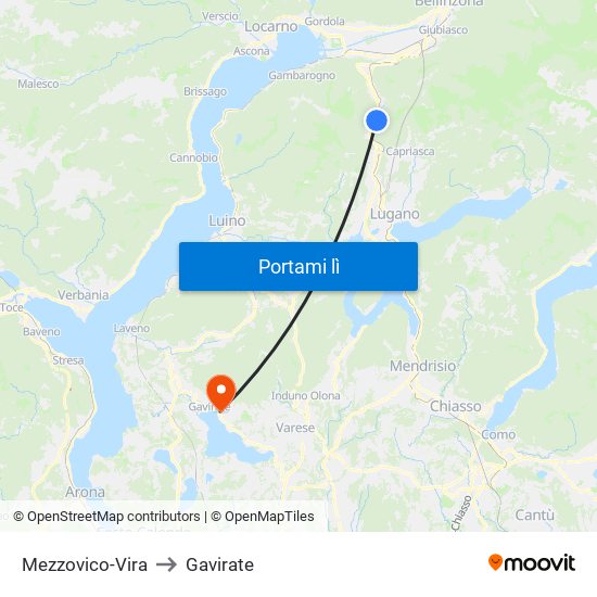 Mezzovico-Vira to Gavirate map