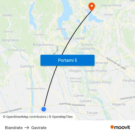 Biandrate to Gavirate map