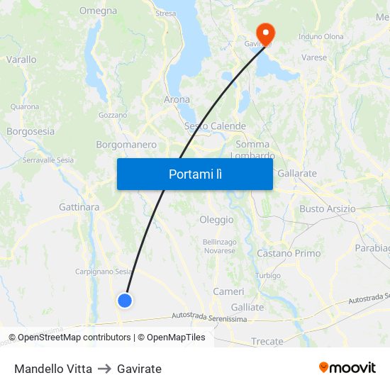 Mandello Vitta to Gavirate map