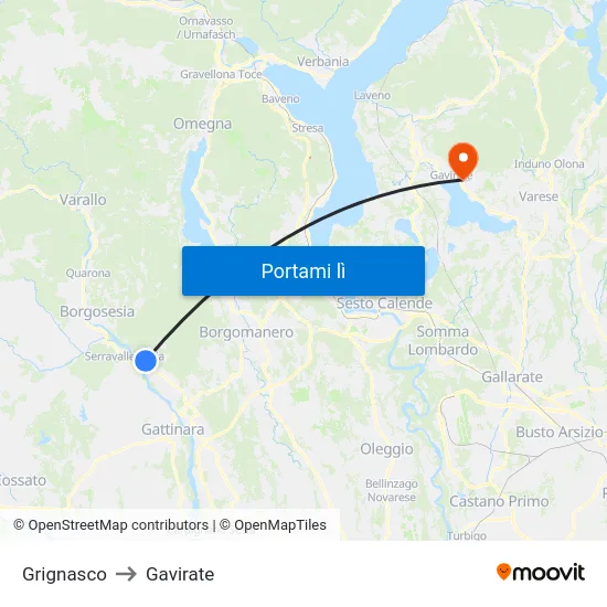 Grignasco to Gavirate map