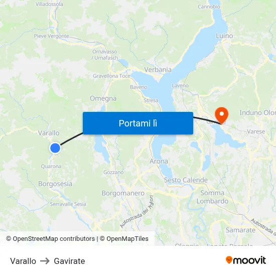 Varallo to Gavirate map
