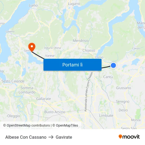 Albese Con Cassano to Gavirate map