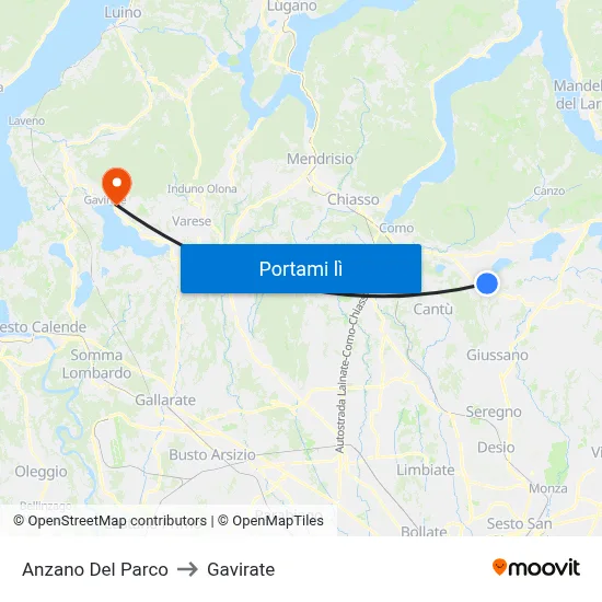 Anzano Del Parco to Gavirate map