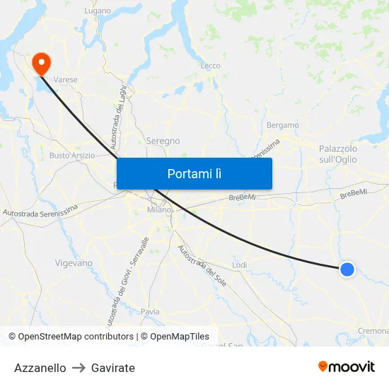 Azzanello to Gavirate map