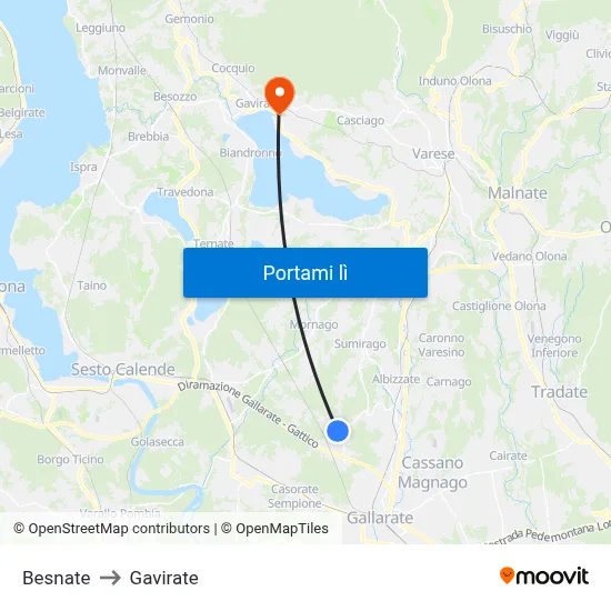 Besnate to Gavirate map
