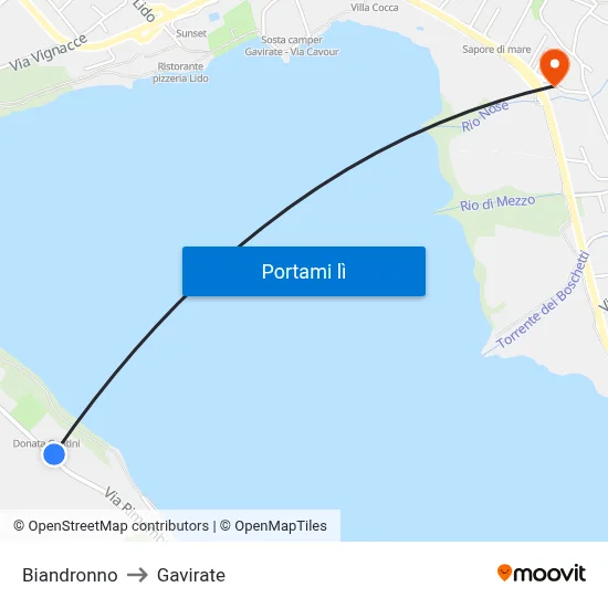 Biandronno to Gavirate map