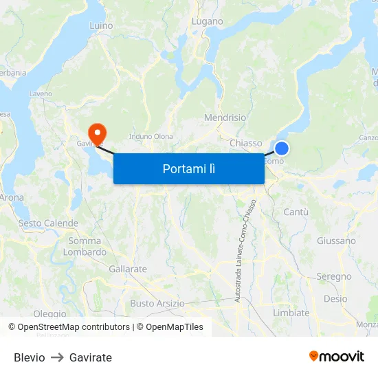 Blevio to Gavirate map