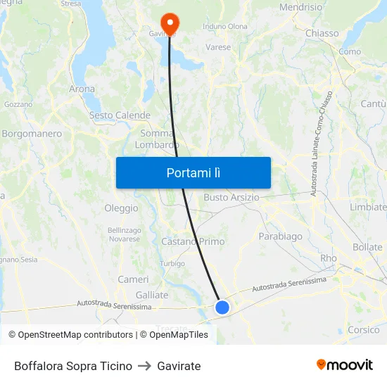Boffalora Sopra Ticino to Gavirate map