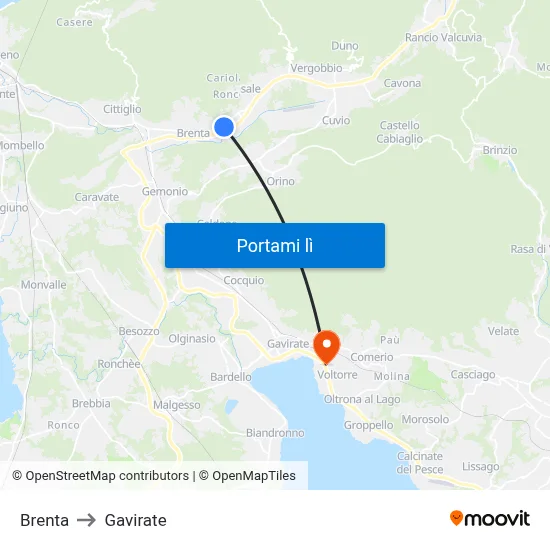 Brenta to Gavirate map