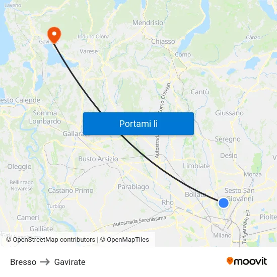 Bresso to Gavirate map