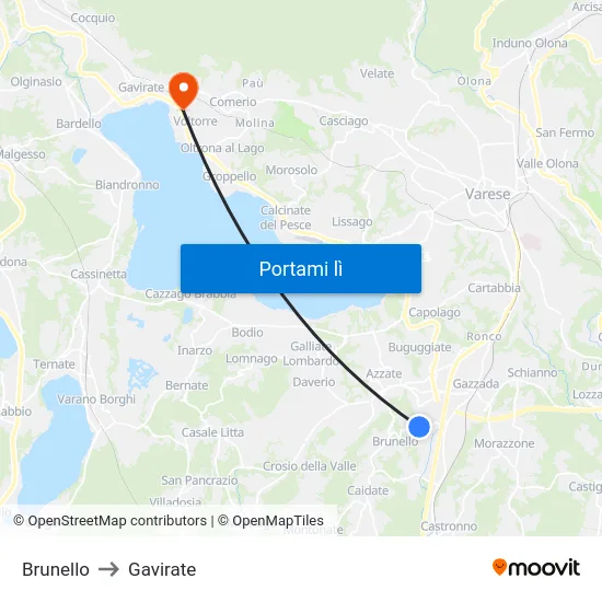Brunello to Gavirate map