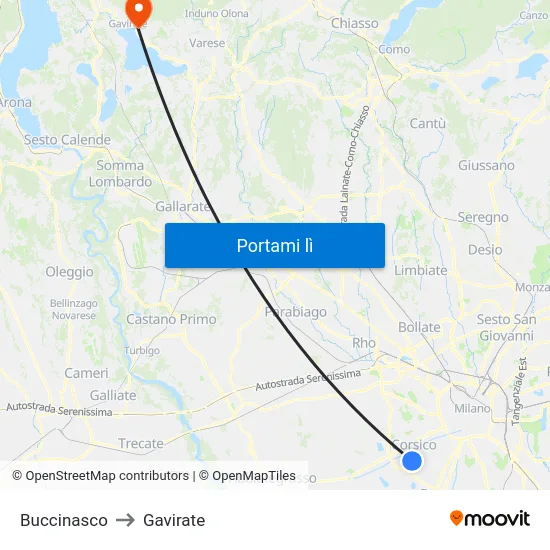 Buccinasco to Gavirate map