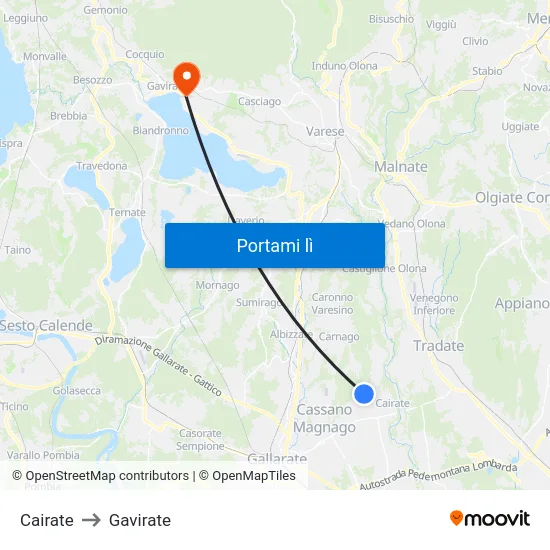 Cairate to Gavirate map