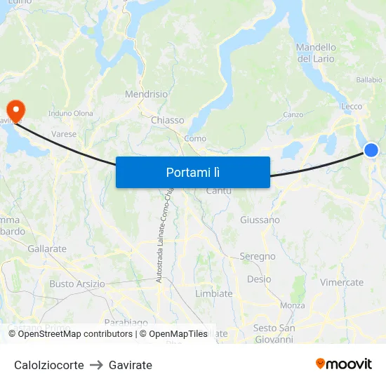 Calolziocorte to Gavirate map