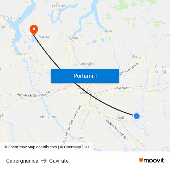 Capergnanica to Gavirate map