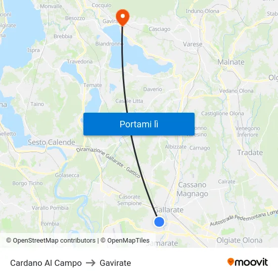 Cardano Al Campo to Gavirate map