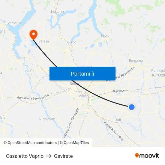 Casaletto Vaprio to Gavirate map